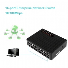 10/100Mbps 16 Ports Fast Ethernet LAN RJ45 Enterprise Unmanaged Mini Network Switches Switcher Hub Cable Splitter