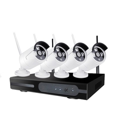 4CH 720p 1mp HD Wireless WIFI Connection Outdoor IP66 Waterproof Network Camera NVR Kit Set Suit