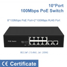 10/100Mbps 8 Ports PoE Ethernet Switch Switcher 2 uplink ports with CE Certificate
