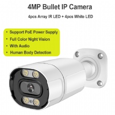 4MP Ultra HD Human Body Detection Audio Outdoor Full Color Night Vision POE Security Surveillance IP Bullet Network Camera